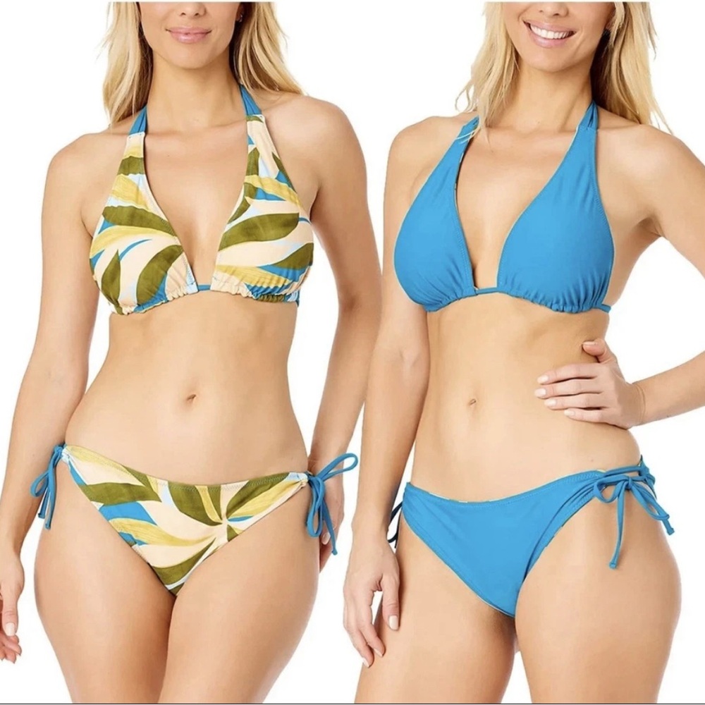 Hurley Women’s Reversible Bikini 2-piece Set Swimwear Multi Teal Size Small
